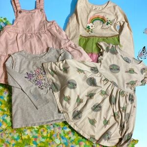 Adorable Kids' Clothing Set with Baby Yoda and Rainbow Designs